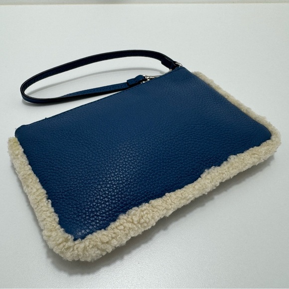 COACH Blue Extra Large Leather Sherpa Wristlet
